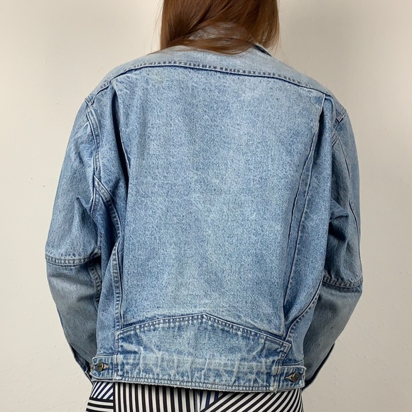 Retro 1980’s Forenza denim Jacket Sz M structured light wash rigid cotton RARE - Picture 5 of 15